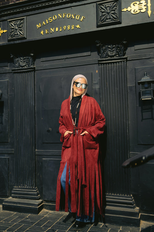 Fringes coat - Burgundy