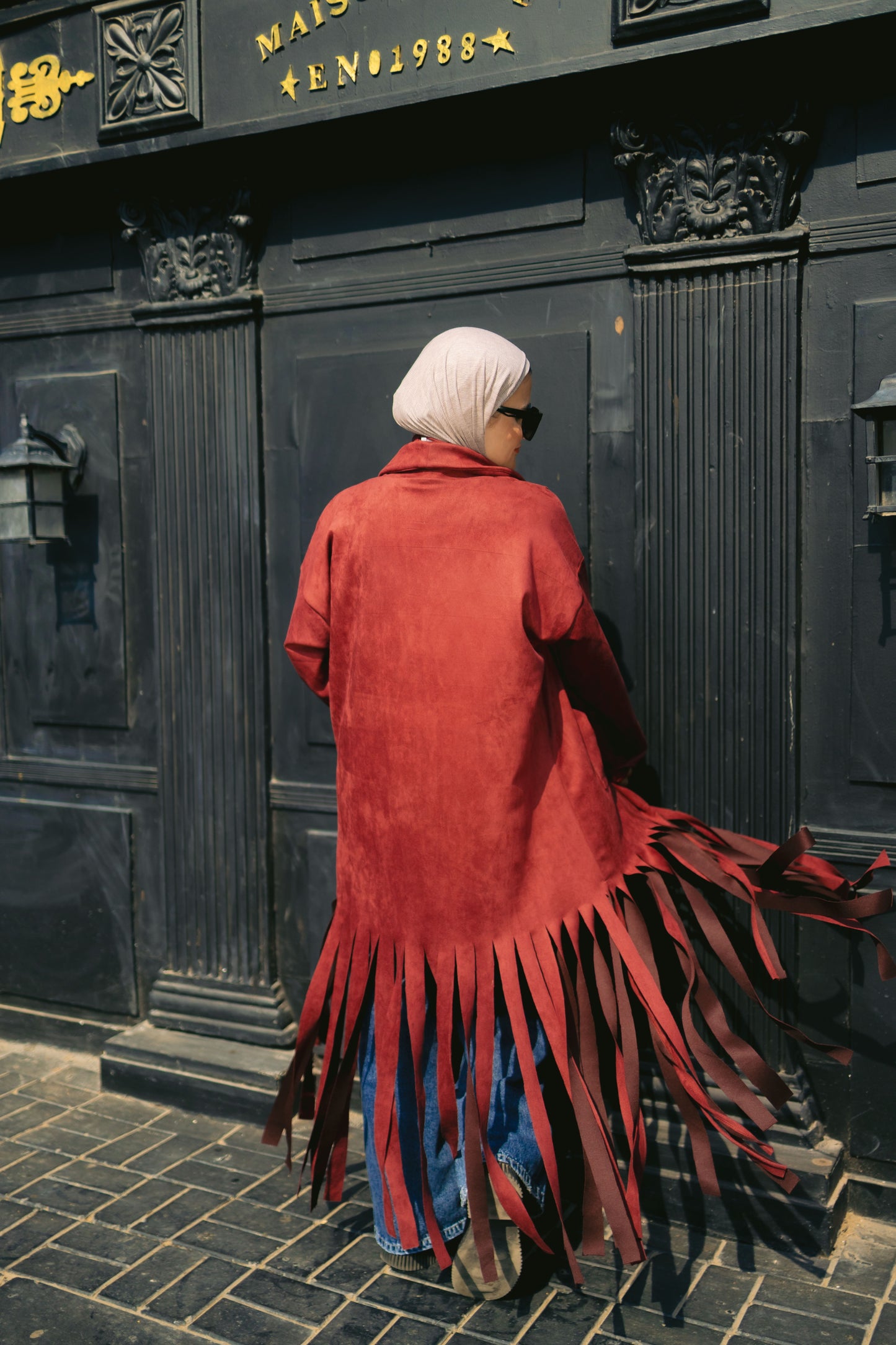 Fringes coat - Burgundy