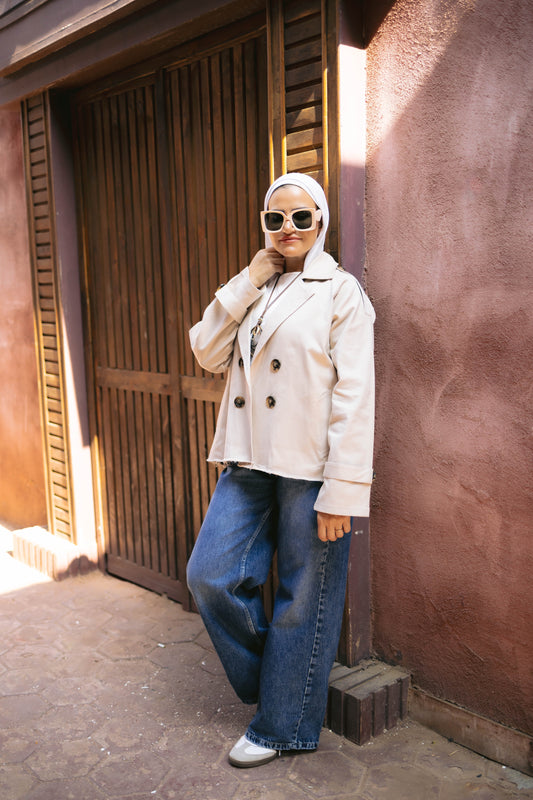 Cropped trench jacket - beige