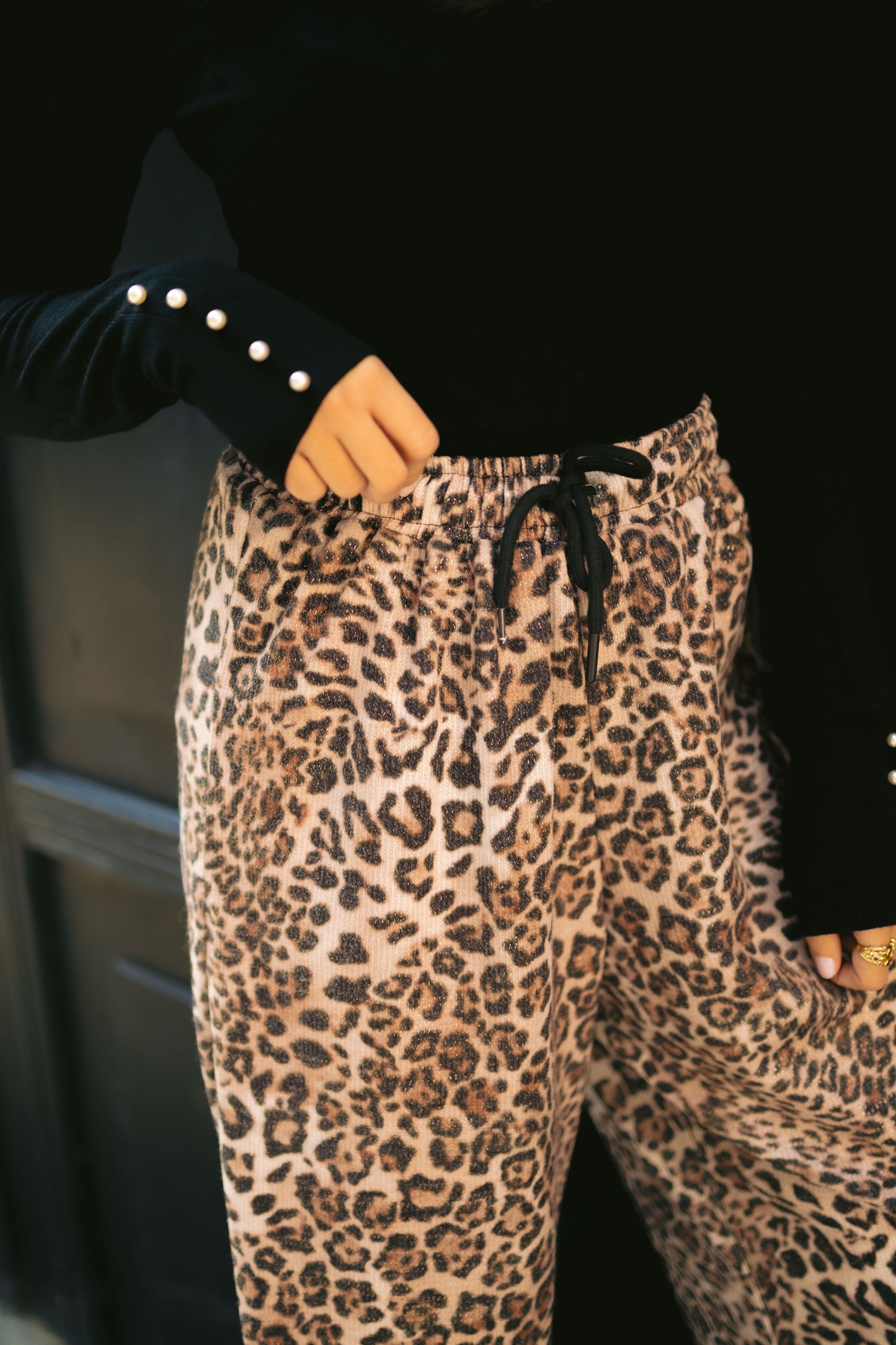 Wool leopard pants