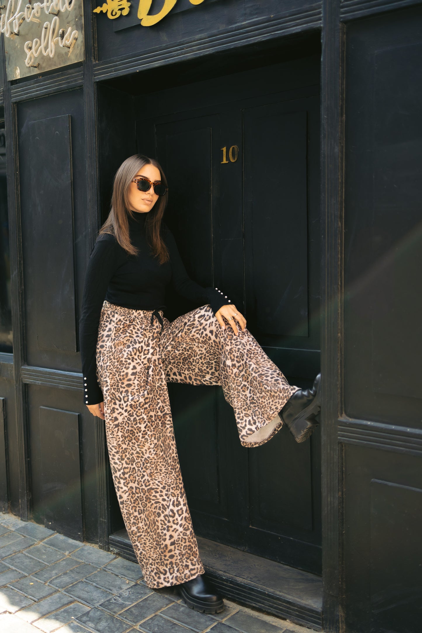 Wool leopard pants