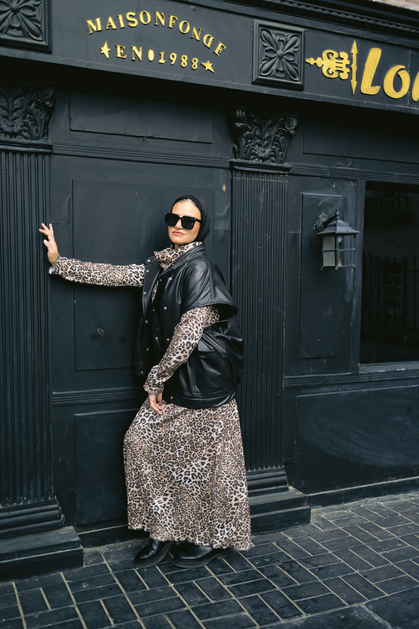 Wool leopard dress