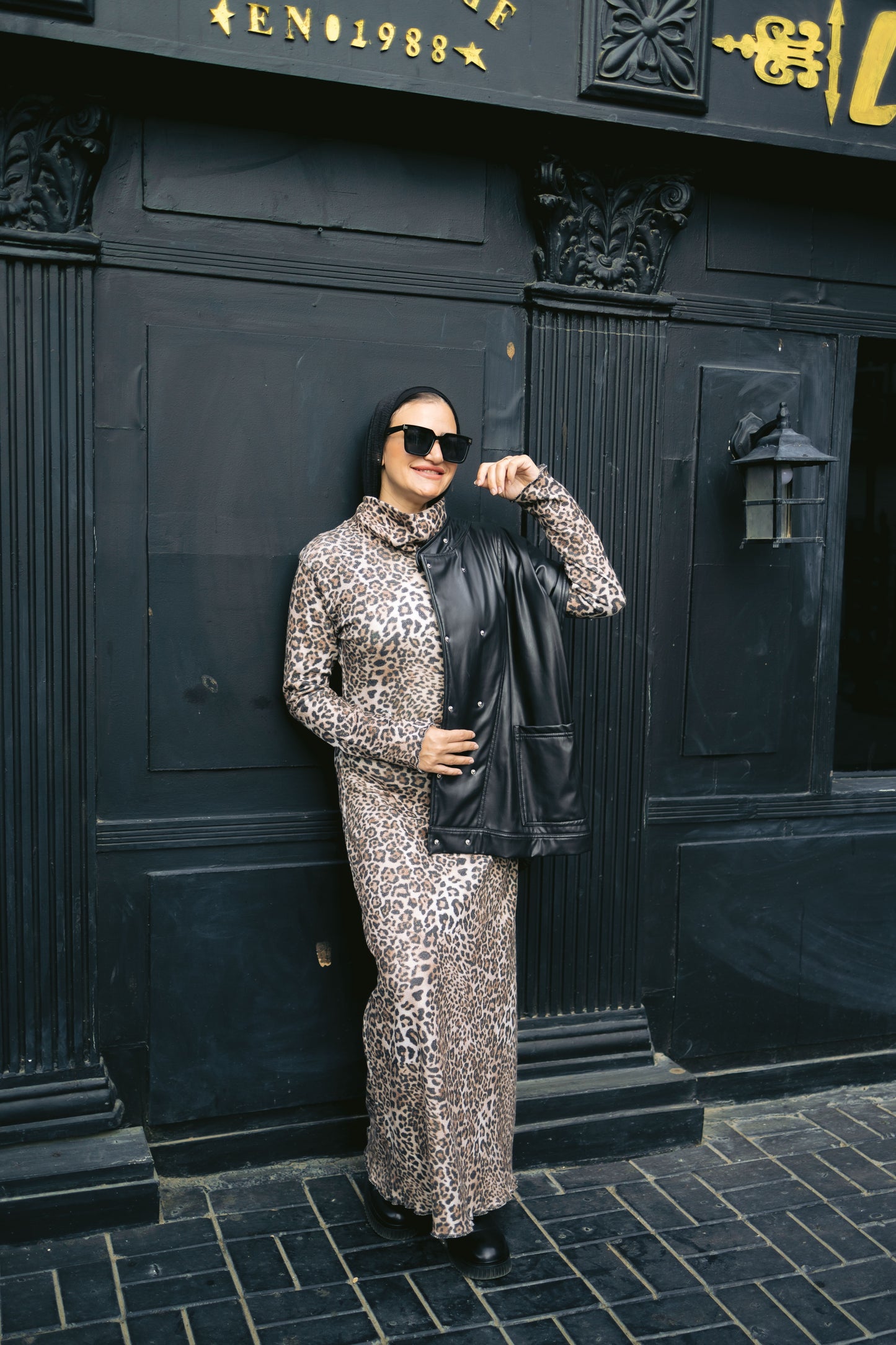 Wool leopard dress