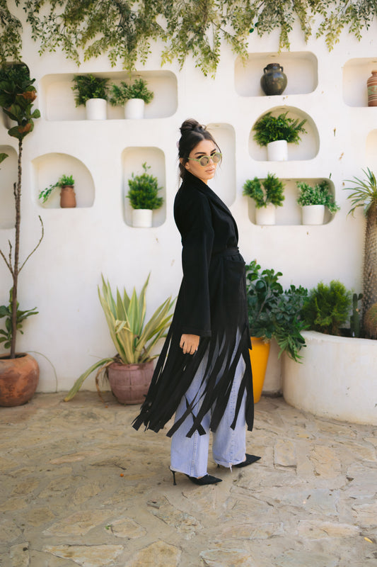 Fringes coat - Black