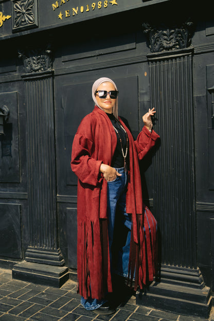 Fringes coat - Burgundy
