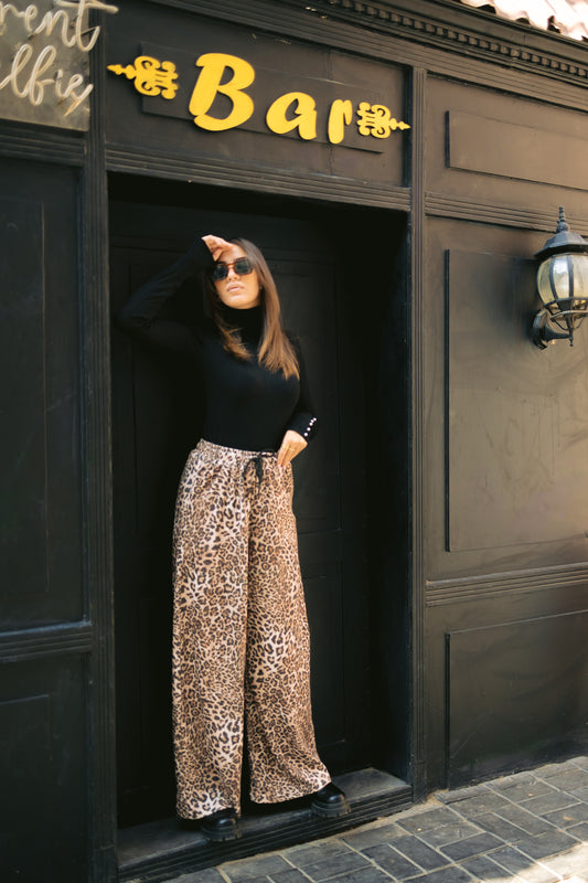 Wool leopard pants