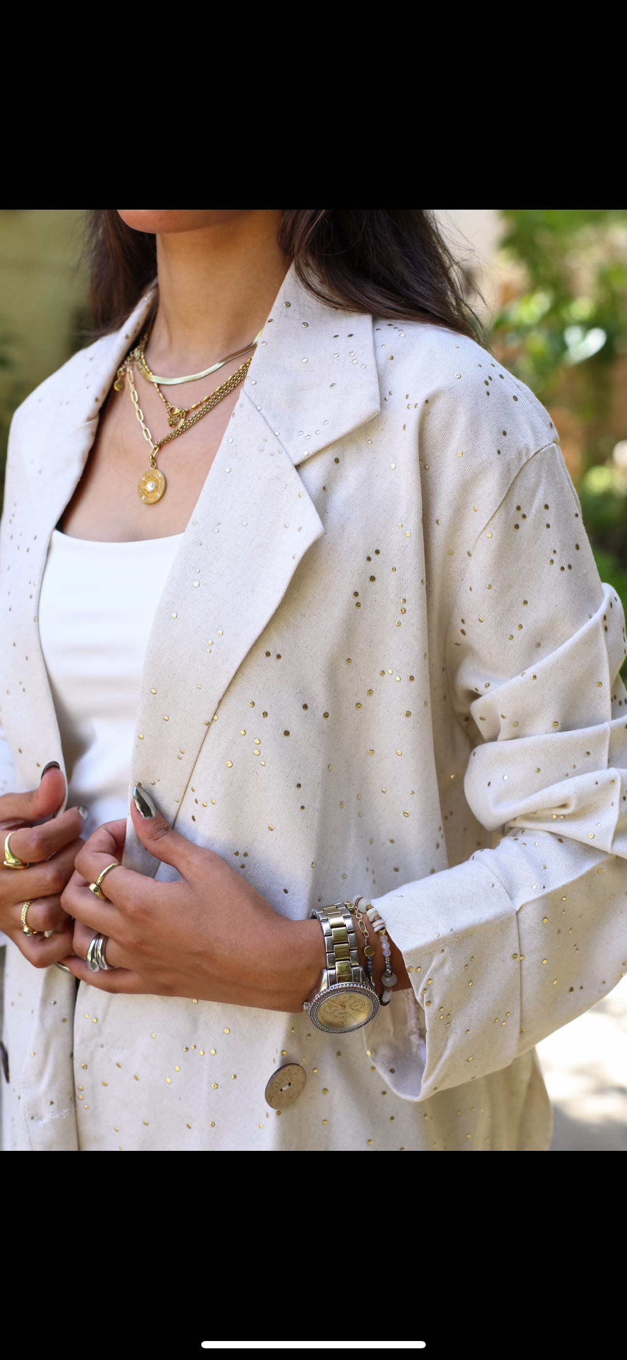 Studded linen blazer