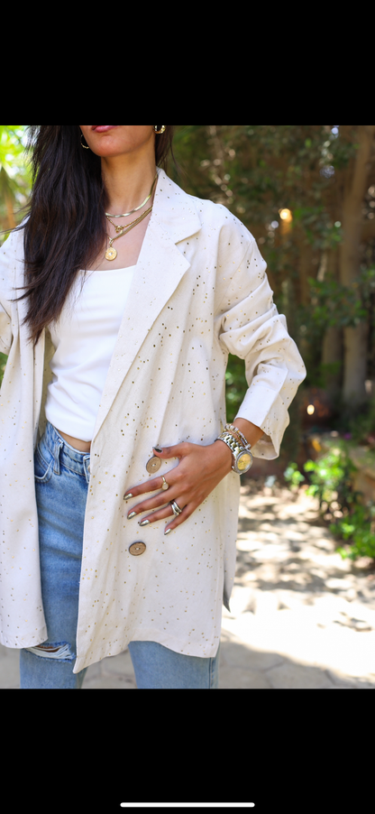 Studded linen blazer