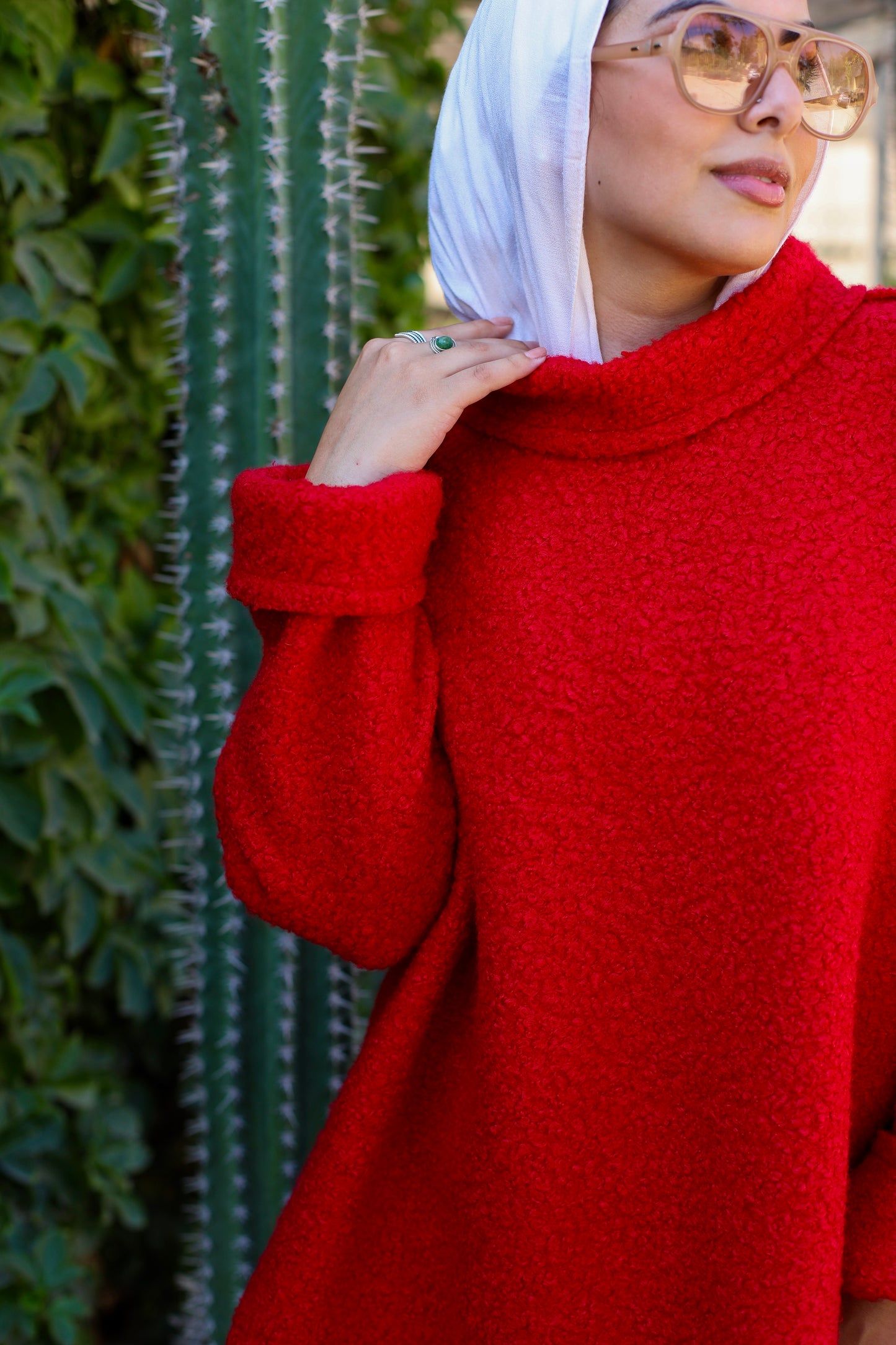 Teddy Collared Pullover - Red