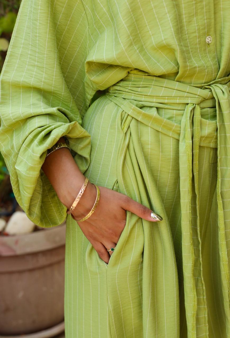 Striped linen jumpsuit